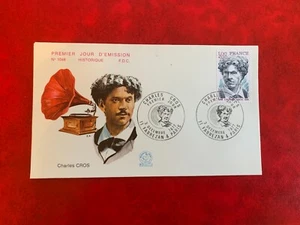 FRANCE 1977 FDC 1048 CHARLES CROS POET INVENTOR PHONOGRAPH - Picture 1 of 2