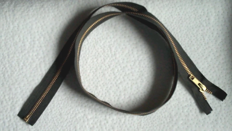 36 inch Dark Olive Green & Brass Metal #5 YKK Separating Zipper New! - Image 1 of 1