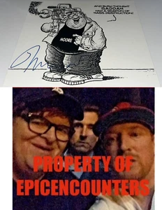 MICHAEL MOORE SIGNED RARE FARENHEIT 9/11 8X10 CARTOON SKETCH PRINT W/PROOF W/COA - Picture 1 of 3