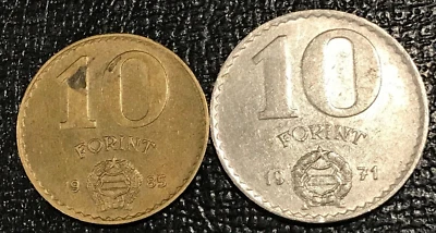 2-HIGH GRADE 1971 & 1985  HUNGARY 10 FORINT COINS-OCT357 - Image 1 of 2