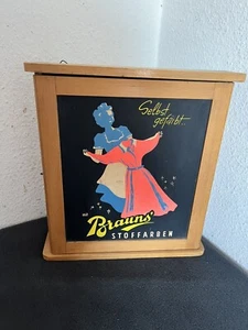 Brauns Stoffarben Schrank Verkaufsvitrine Tante Emma Laden 50er Jahre - Bild 1 von 12