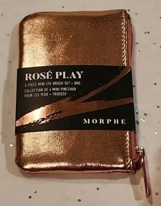 New MORPHE Rose Play - Rose Gold 4 Piece Mini Eye Brush Set + Bag - Picture 1 of 2