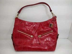 Vintage Dooney & Bourke 1975 Schultertasche Krokoprägung Rot Leder Handtasche!  - Bild 1 von 12