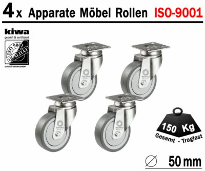 Möbelrollen Apparate Laufrollen Lenk Rollen 4 x Ø 50 mm Le-Le BS-Rollen Germany