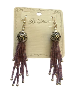 Brighton BOHO ROOTS Earrings- seed beads- purple colors -tassels -french wire - Picture 1 of 2