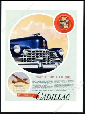 Cadillac 1942 coche azul frontal color arte vintage impresión anuncio Foto 1 de 4