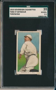 1910 T206 SOVEREIGN - CY SEYMOUR, THROWING - SGC 35 GD+ 2.5 (SVSC) - LOW POP!