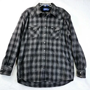 Pendleton Canyon Hemd Herren XXL lang US Schurwolle grau kariert Pearl Snap Wester - Bild 1 von 19