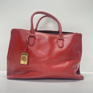Ralph Lauren Red Textured Leather Satchel Briefcase - Picture 1 of 6
