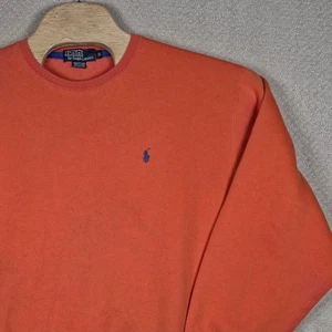 VTG Polo By Ralph Lauren Sweatshirt Mens Medium 90s Orange Crewneck Heavyweight  - Picture 1 of 10