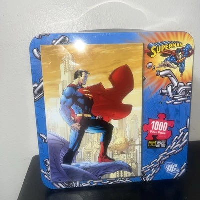 Lonchera retro de metal Superman DC Comics con rompecabezas de 1000 piezas nueva sellada Foto 1 de 4