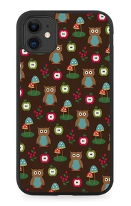 Woodland Animals Pattern Rubber Phone Case Wood Woods Owls Owl Brown Kids Q919 - Picture 1 of 2