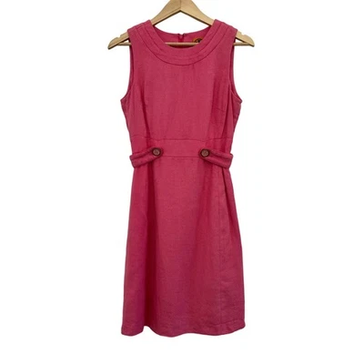 Платье Barbie женское Tory Burch твидовое розовое 6 розовое тихое роскошное опрятное льняное ЧИТАЙТЕ - Изображение 1 из 4