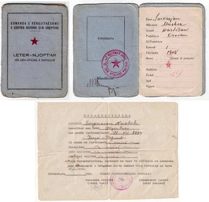 1945 Albania Armeno PARTIGIANO ID Certificato Russia WW2 anti Germania nazista - Foto 1 di 5