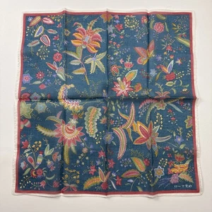Vintage Japan Roma Kōsha Chintz Blumen Schmetterling türkis Einstecktuch Schal 16" - Bild 1 von 24