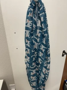 VIVIAN & VINCENT Sheer Light Weight Cat Print Infinity Scarf Teal - Picture 1 of 4