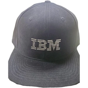 Vintage IBM Corduroy Hat Mens Blue Navy Snap back Rope Tech Geek Corp USA - Picture 1 of 9