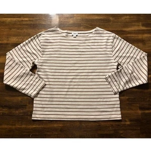 J Crew Women's Small Boatneck Tee Shirt Striped Long Sleeve Nautical 100% Cotton - Picture 1 of 9