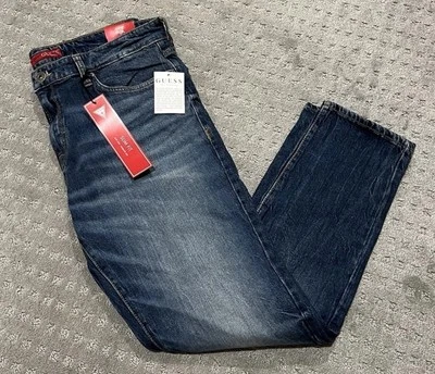 Guess Jeans Mens Size 36x30 Brit Rocker Slim Fit Blue Low Rise Narrow Leg Denim - Image 1 of 4
