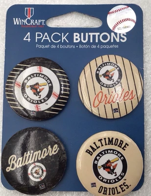 Baltimore Orioles Pinback Button Set Of 4 By Wincraft MLB Assortment Of Designs - Image 1 of 4
