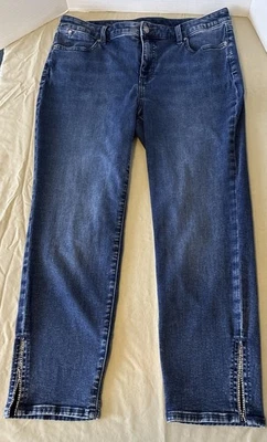 Pantalones de mezclilla de pana TALBOTS 12P para mujer azul marino simplemente favorecedores diamantes de imitación Foto 1 de 4