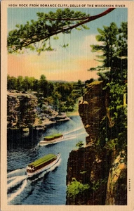 Postcard High Rock from Romance Cliff, Dells of the Wisconsin River - 1936 - Picture 1 of 2
