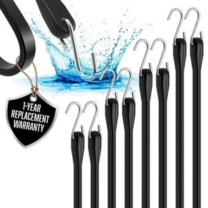 Rubber Bungee Cords with Hooks – Heavy Duty Outdoor Straps, Assorted Sizes 10... - Picture 1 of 7