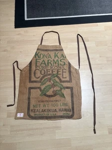 Kona Lai Farms Pure Kona Coffee Hawaii Burlap Sack Made Into 29”x 23” Apron - Picture 1 of 6