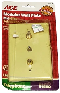 Ace #3164878 [3 Ports] 2 COAX/ One PHONE Wall Plate Light Almond - Picture 1 of 1