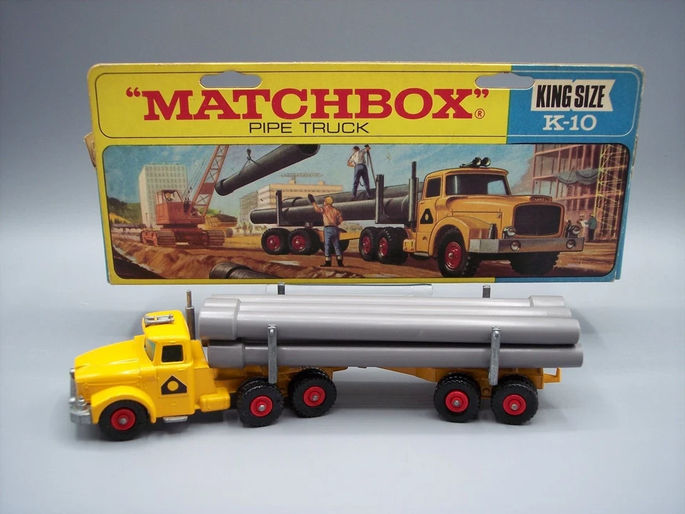 "MATCHBOX" KING SIZE K-10 SCAMMEL PIPE TRUCK **LABELS ON DOORS** NEAR MINT BOXED - Image 1 of 4
