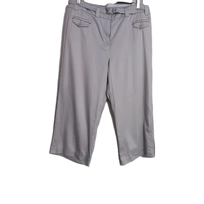 Pantalones Cortos Larry Levine Talla 8 Gris Claro Cinturón Bolsillos Ligeros Foto 1 de 4