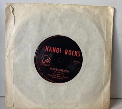 HANOI ROCKS MALIBU BEACH.  1983 UK GLAM ROCK 7" Play Tested Lick Records - Image 1 of 4