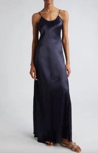 NEW, Eleventy Silk Charmeuse Slip Dress Blue Size 10 #MD643 - Picture 1 of 11