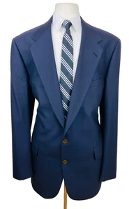 VINTAGE PERRY ELLIS Mens 44XL Navy Soft 100% Wool Blazer Sport Coat Suit Jacket - Picture 1 of 11