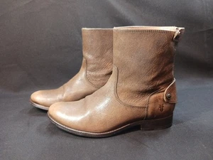 Frye Melissa Button Short Gray Leather Zip Ankle Boots Womens 7.5 B EXCELLENT CO - Picture 1 of 15