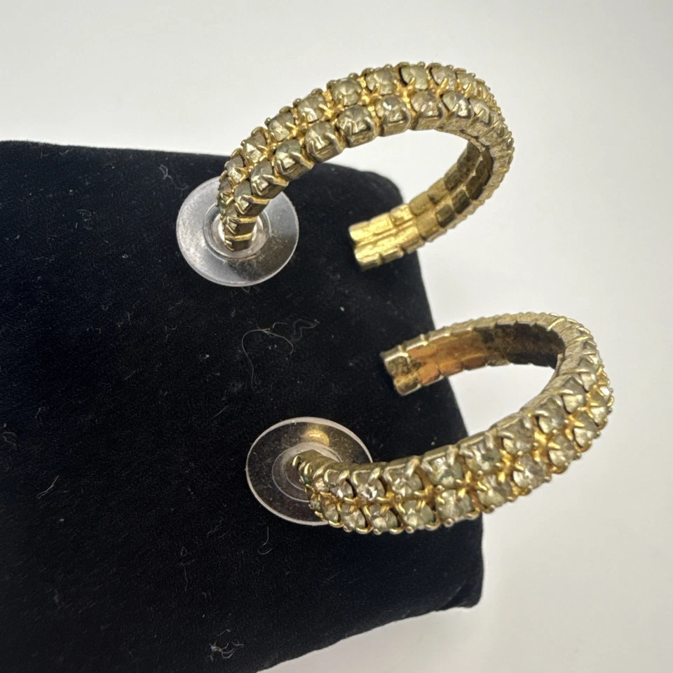 Pendientes perforados de colección Nolan Miller - tono dorado doble fila cristal austriaco ✨💛 Foto 1 de 4