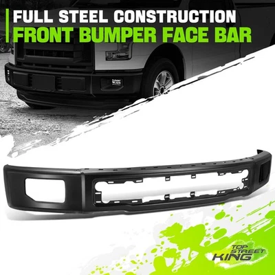 Barra frontal de parachoques estilo de fábrica con orificios de luz antiniebla para Ford F150 15-17 negra Foto 1 de 4