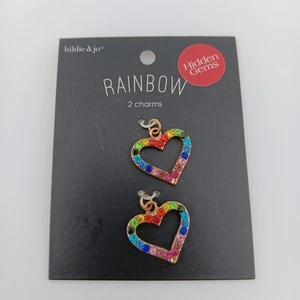 Hildie & Jo Gems - Colorful Rainbow Heart Pendant Charms - Jewelry Craft - 1x1" - Picture 1 of 2