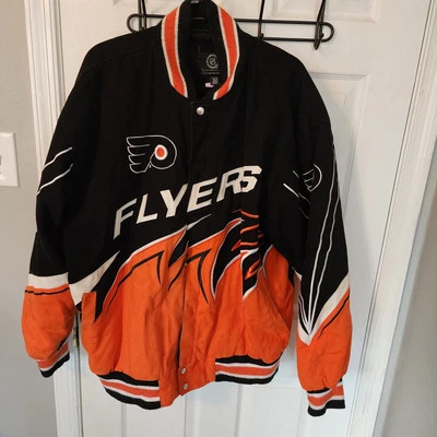 Vintage 90s Philadelphia Flyers NHL Official G III Jacket Mens X LARGE  Black - Image 1 of 4