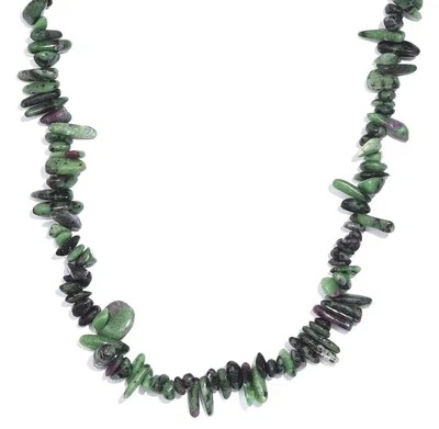 Collar de fichas de zoisita de rubí de 275,00 quilates en platino Bond de 20 pulgadas Foto 1 de 4