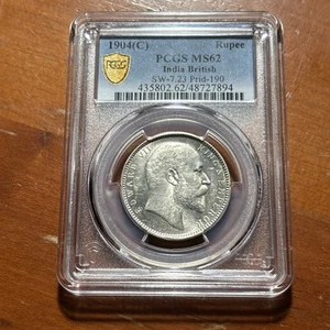 1904-(C) Rupia India Britannica SW-7.23 - PCGS MS62 - Foto 1 di 4