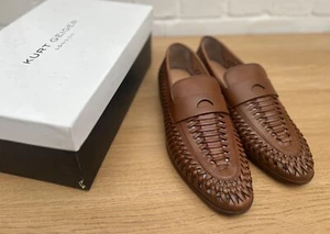 Nuovi mocassini da uomo Kurt Geiger Pablo Tan UK 10 44 pannelli intrecciati in pelle estivi - Foto 1 di 11