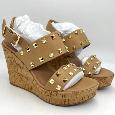 Nuevos tacones de cuña con plataforma de doble correa tachonados tórridos - talla 8W Foto 1 de 4