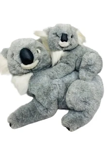 Vintage Cascade Large Grey Koala Mom & Baby Plush Soft Stuffed Animal Furry Toy - Picture 1 of 19