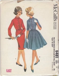 Vintage Pre-Teen Kleid mit schmalem oder vollem Rock Schnittmuster M6481 Größe 12 - Bild 1 von 1
