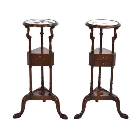 Pair Kittinger Colonial Williamsburg Mahogany Basin Stands Sculpture Stands Cover