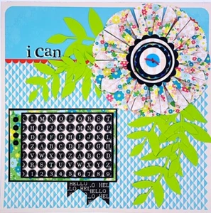Handmade I CAN... Paper Flower & Leaves 12x12 Premade Scrapbook Layout Page - Picture 1 of 2