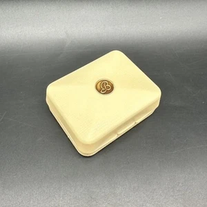 Vintage Aufbewahrungsbox Reise Schmuck Halter Buchstabe B Monogramm Creme Kunststoff - Bild 1 von 10