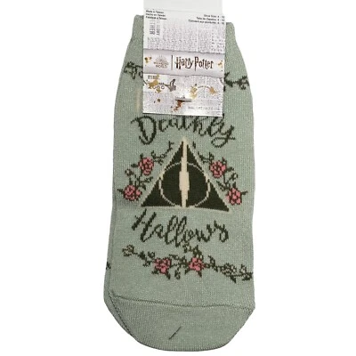 NEW HYP Socks No-Show Harry Potter Deathly Hallows Floral Green - Image 1 of 4