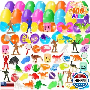 Sizonjoy 100 Pack Prefilled Easter Eggs with Toys, Plastic Easter Eggs Filled - Picture 1 of 5